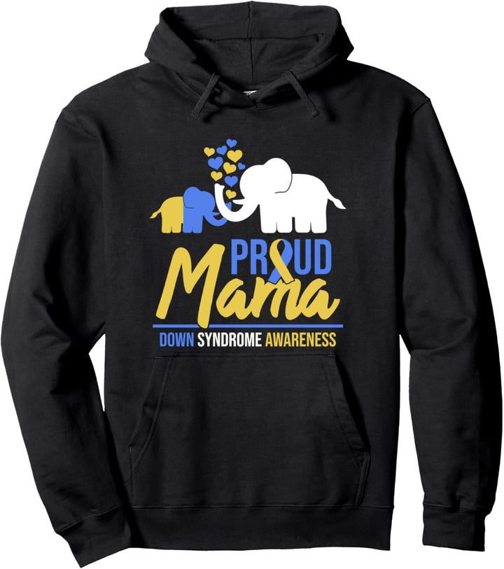 Stolze Mama Mum Welt-Down-Syndrom-Awareness-Tag Elefant T21 Pullover Hoodie