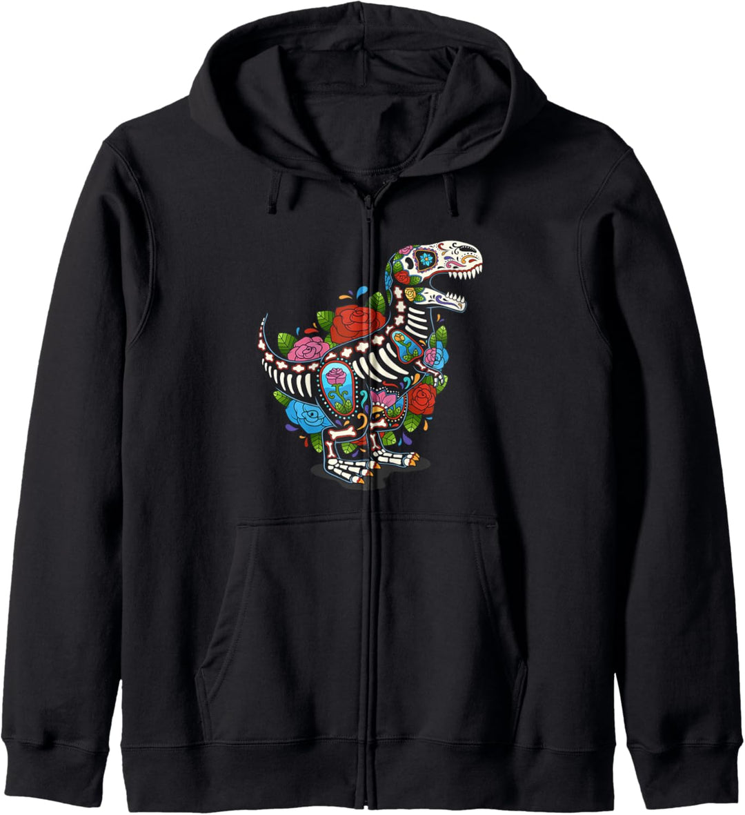 T Rex Dino Zuckerschädel Mexiko Calavera Tag der Toten Kapuzenjacke