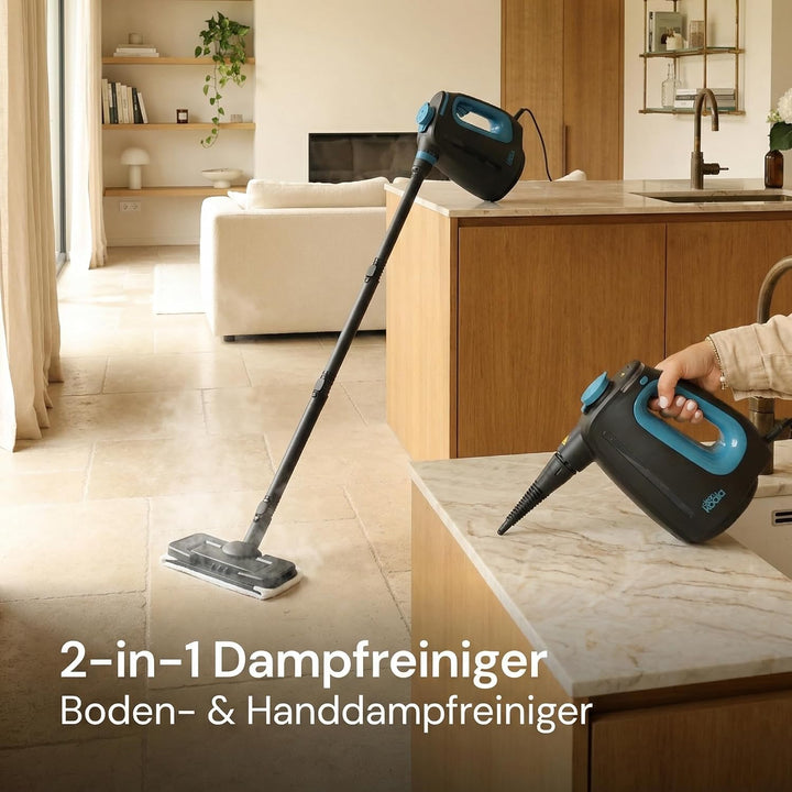 2-in-1 Dampfreiniger – 15 Sek. Aufheizzeit – 30 Min. Dauerbetrieb – Inkl. 12 Zubehörteilen &amp; 3 Duftm
