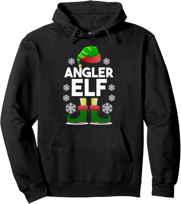 Angler Elf Elfen Familien Outfit Weihnachten Weihnachtself Pullover Hoodie