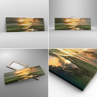 Panorama Bilder auf Leinwand natur natur Leinwandbild mit Rahmen 90x30cm Wandbilder Dekoration Wohnz