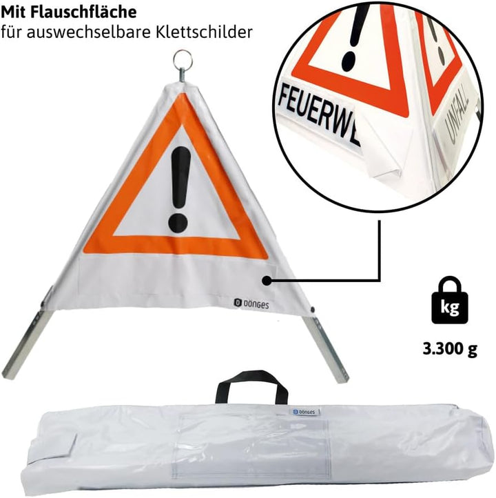 Dönges Klett-Faltsignal, 700 mm, Tagesleuchtfarbe schwarz/rot, ohne Klettschilder, Faltsignal Warnpy