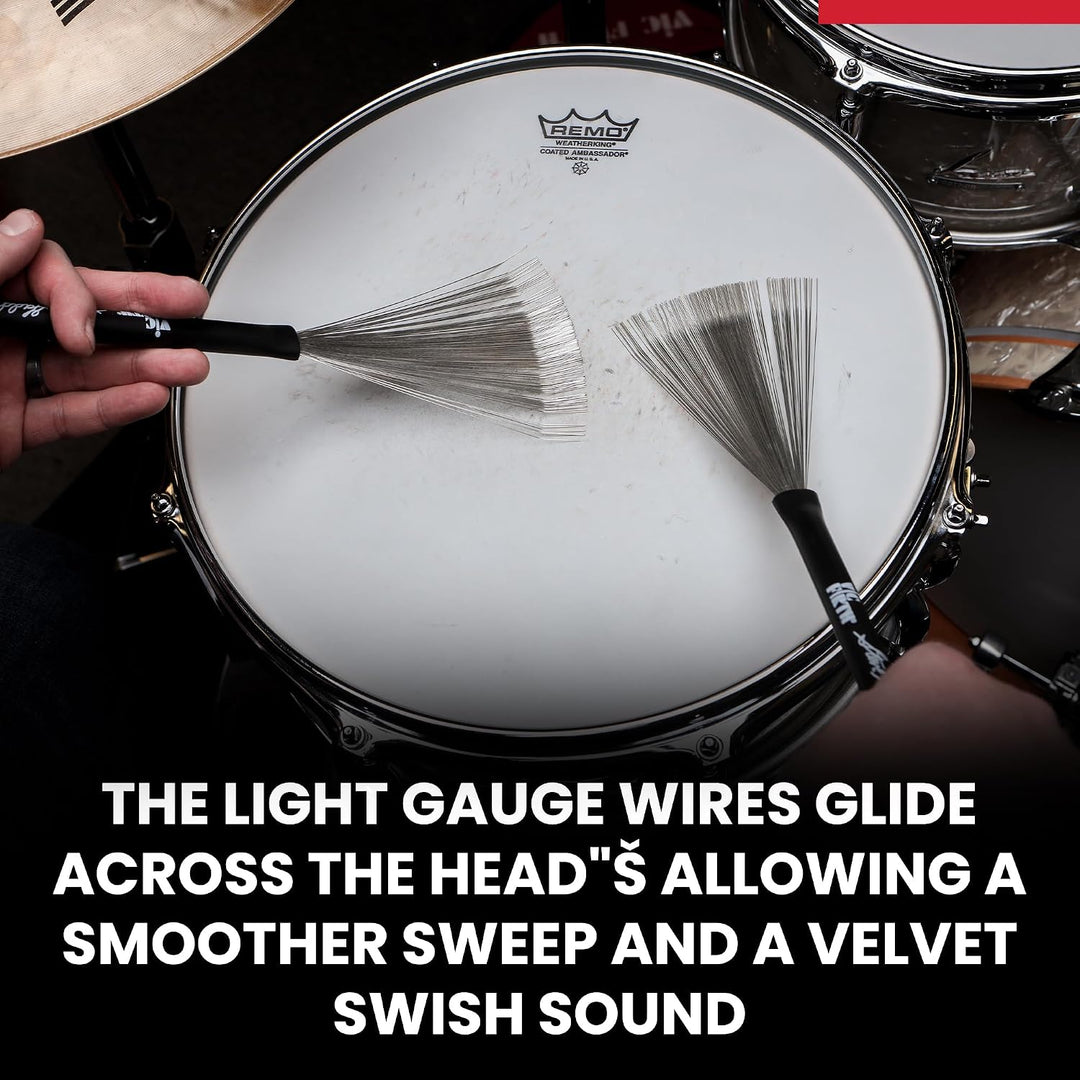 Vic Firth Signature Series Wire Brush - Steve Gadd - Retractable - Black Handle Wire Brush Single, W