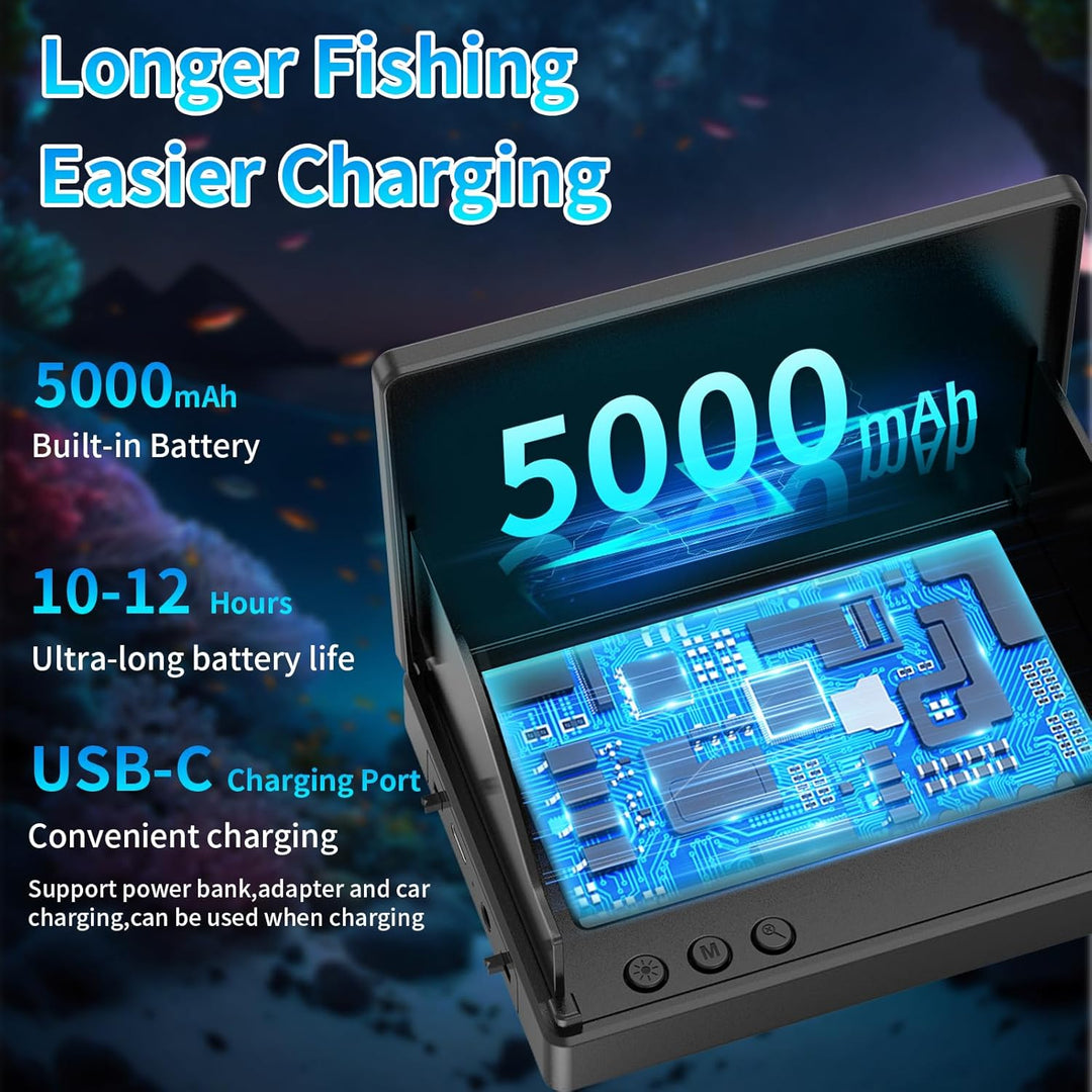 1080P HD Fischfinder Echolot Angeln mit 4.3-Zoll-LCD, 30 m Wasserdichtem IP68-Kabel und 6 IR-Nachtsi