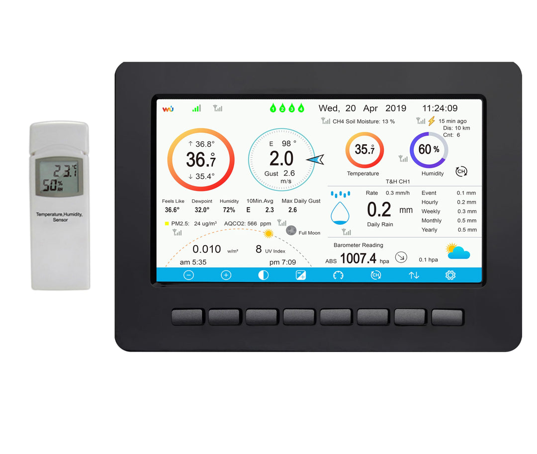 Froggit HP1000SE PRO Displayeinheit (Schwarz) Wetterstation mit Vollfarbdisplay HP1000SE PRO Display