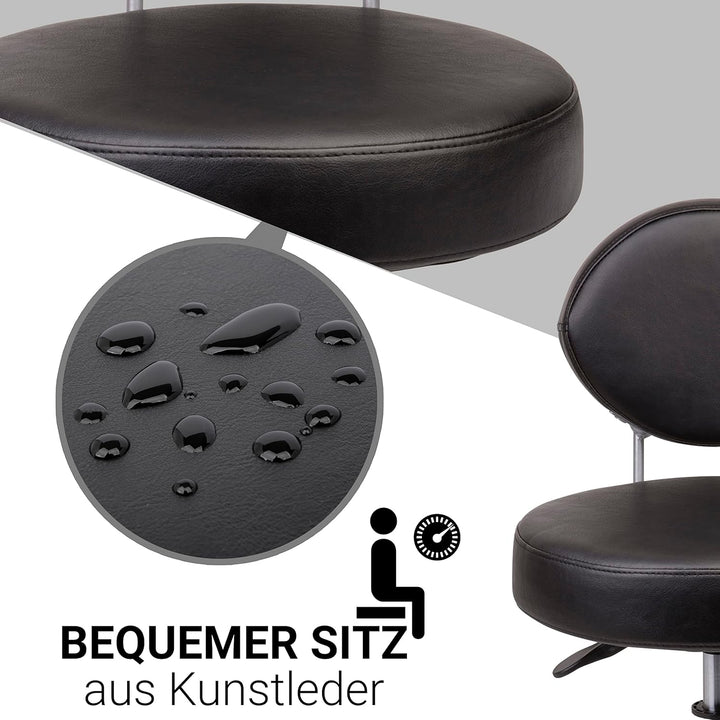 Staboos Rollhocker bis 160 kg - Premium Sitz rund mit Lehne und Fussstütze - Praxishocker (Premium R