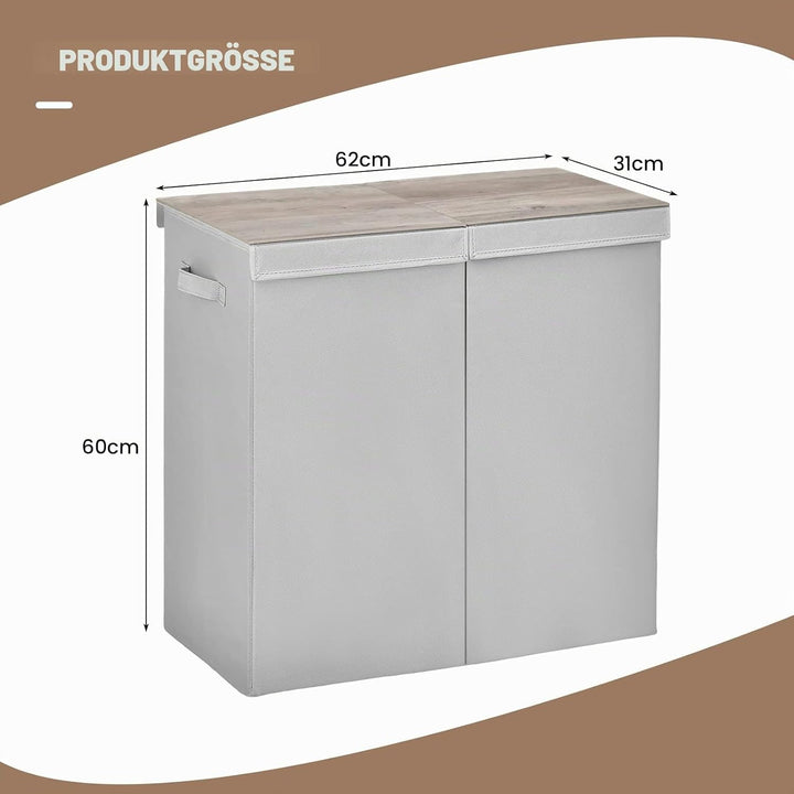 GIANTEX Wäschekorb 115 L mit 2 Fächern, Wäschesammler Wäschebox mit Deckel & Griff, Wäschesortierer