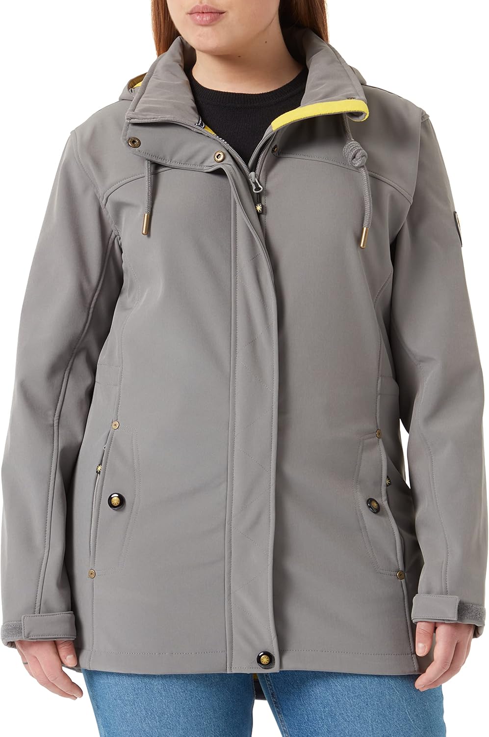 Ankerglut Damen Softshellmantel Kurzmantel mit Kapuze Gefüttert Übergangsjacke #Ankerglutbrise Softs