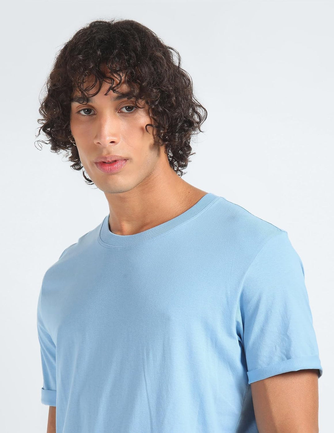 Calvin Klein Herren T-Shirt Kurzarm Badge Turn Up Sleeve Rundhalsausschnitt XXS Blau (Dusk Blue), XX