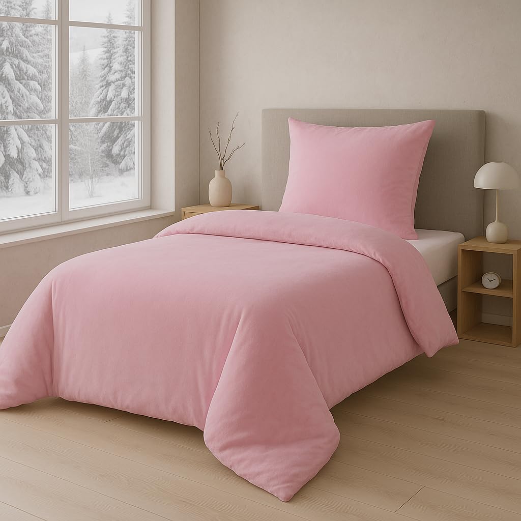 MALIKA Winter Plüsch Bettwäsche Nicky-Teddy Cashmere Coral Fleece 135x200 155x220 200, Grösse:135 x