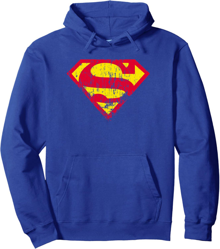 Superman Classic Logo Distressed Pullover Hoodie