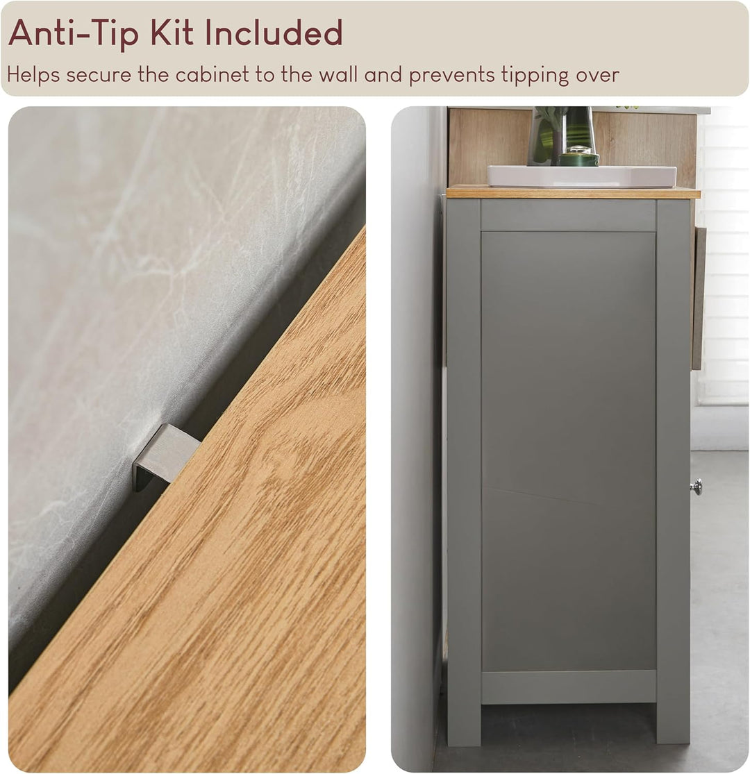 Bath Vida Hoch-& Midischränke fürs Bad, Mitteldichte Holzfaserplatte, Grau, Standard Schrank mit 1 T