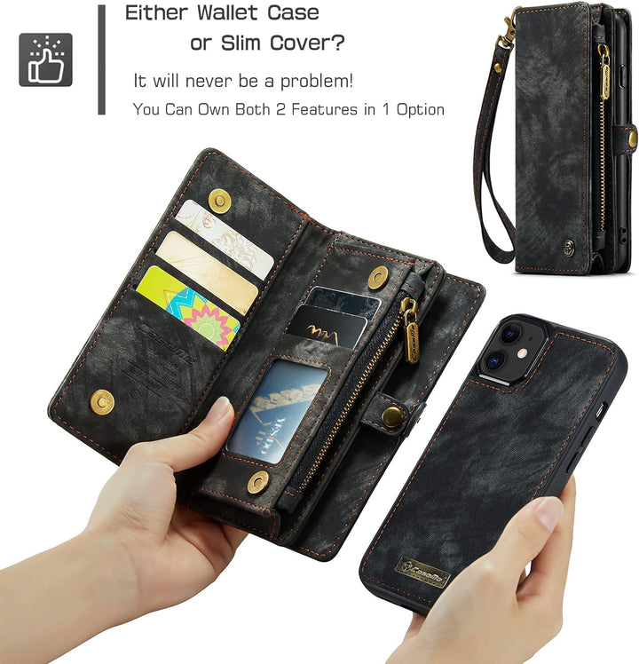 UFinetech 2-in-1 iPhone 11 Hülle Tasche Design Flip TPU Bumper Leder Abnehmbar Flexibel Magnetische