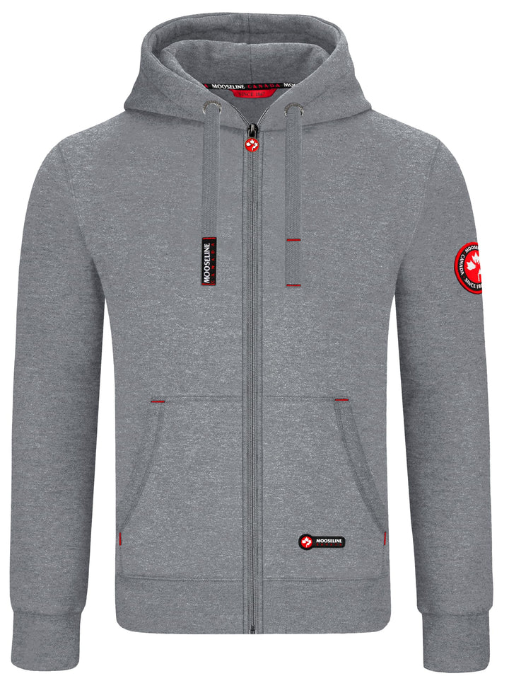 MOOSELINE Herren Sweatjacke Kapuzenjacke Trainingsjacke Hoodie mit Reissverschluss Sweat Jacke S Hel