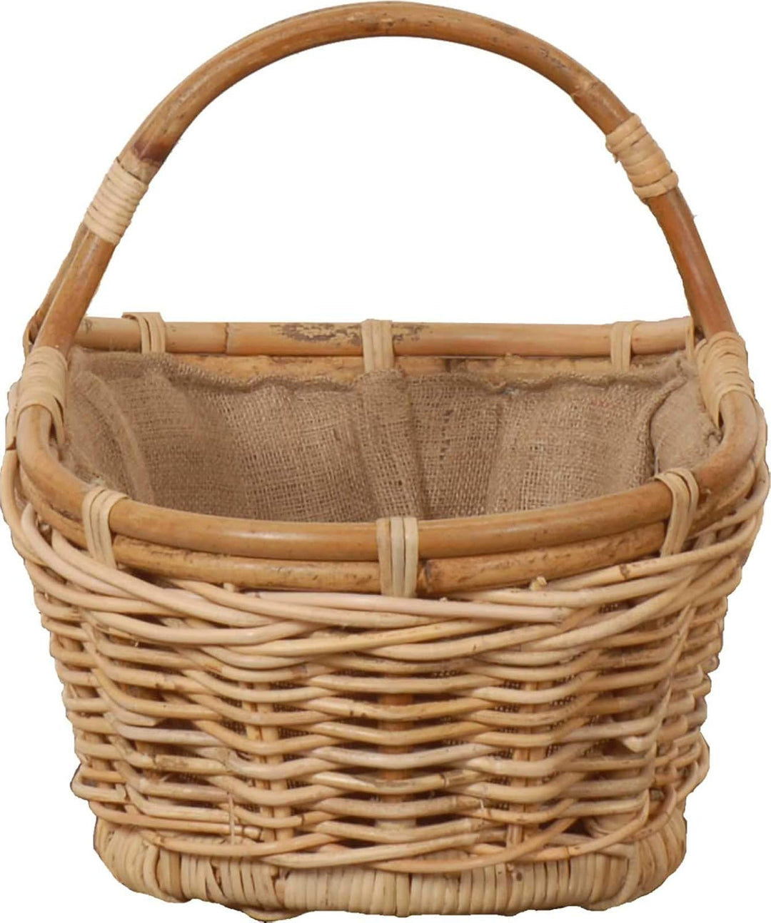 Tragekorb Holzkorb mit Griff Kaminholzkorb zum Tragen Brennholz Korb Träger aus Rattan mit Jute Stof