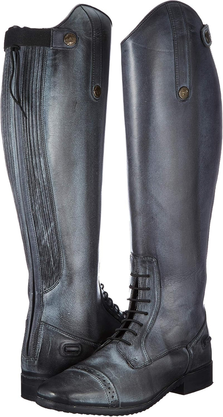 HKM - Damen Reitstiefel VALENCIA Leder cognac kurz Schwarz Grau 36 EU, Schwarz Grau 36 EU