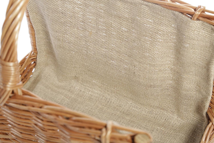 Weidenprofi Weidenkorb mit Jute, Holzkorb aus heller Weide, eckig mit Tragegriff, ca. 50 x 35 cm x 1