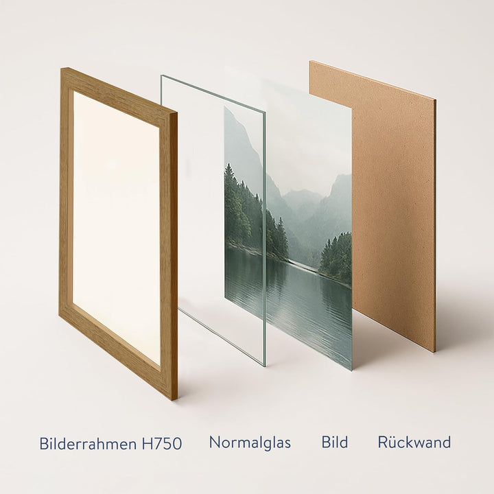 WANDStyle Bilderrahmen Strandhaus Stil 40x50cm I Farbe: Eiche-Optik I Fotorahmen I rustikaler Bilder