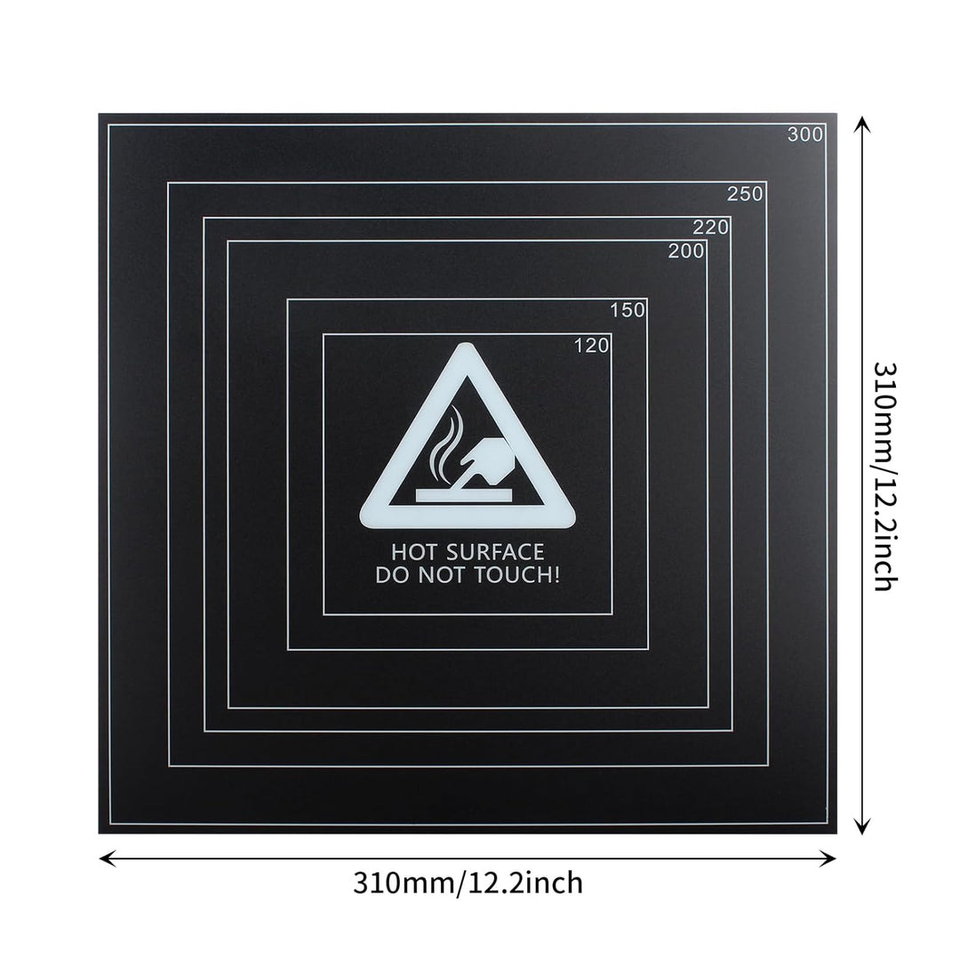 BCZAMD 3D-Druckbett-Bauplatte Glattes PEI-Blatt 310 x 310 mm (12,2 x 12,2 Zoll) W?rmebett-Auflagefl?