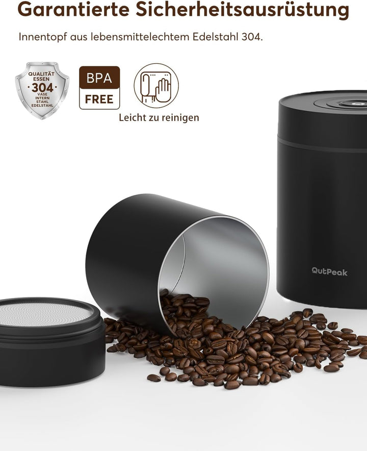 OUTPEAK Neo 2025 Kilo Auto-Vakuum-Kaffeedose, 1,5 l Fassungsvermögen für 500 ml Kaffeebohnen, Ein-Kn