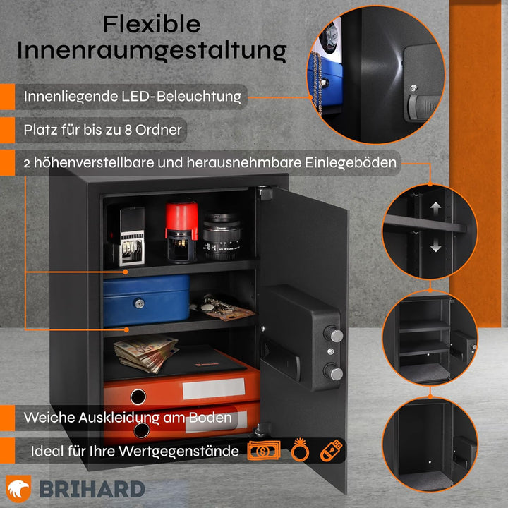Business XL Elektronischer LCD-Tresor E14606E – 50 x 35 x 36 cm (H x B x T) – Heim-Sicherheitsbox mi