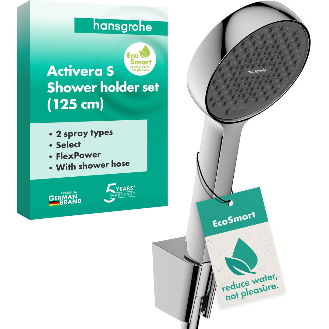 hansgrohe Activera Select S - Duschset mit Duschkopf wassersparend (EcoSmart, 2 Strahlarten), Duschs
