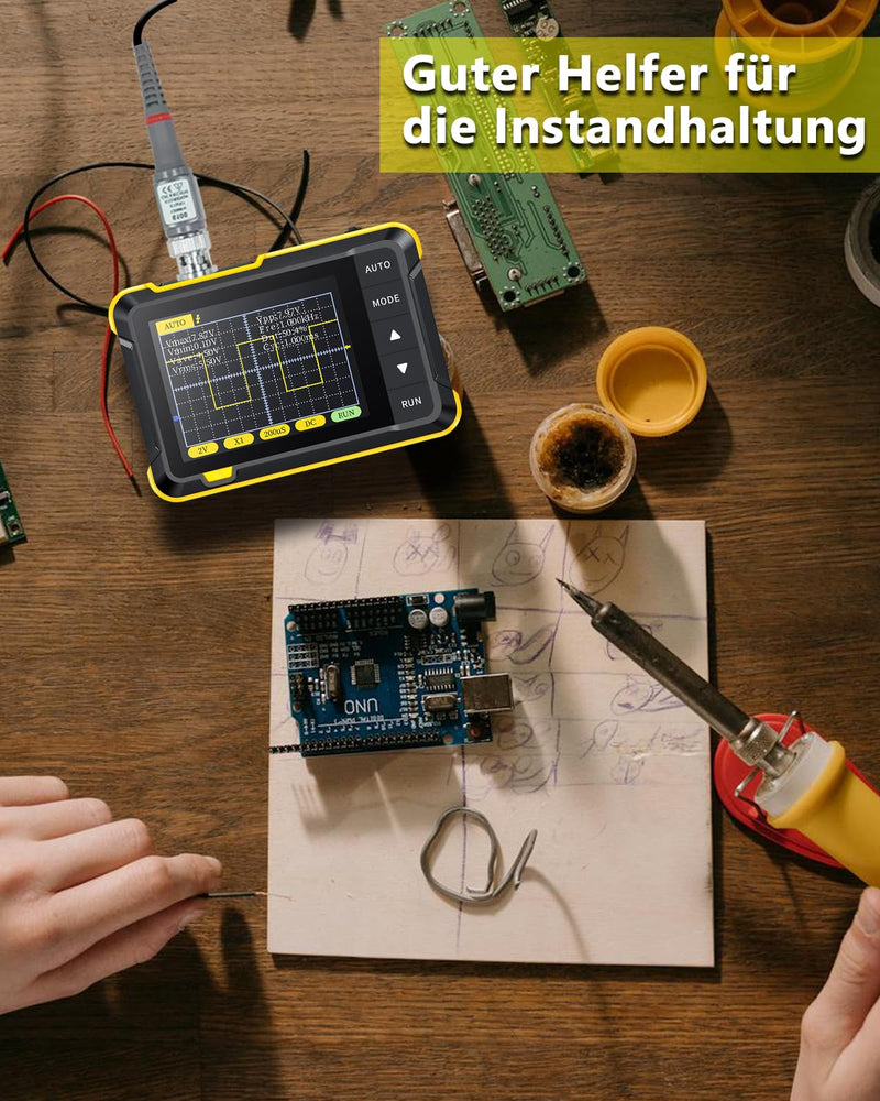 SURLABA Digitales Oszilloskop, 2.8" TFT Mini Oscilloscope 200KHz Bandbreite mit Abtastrate 2.5MS/s,