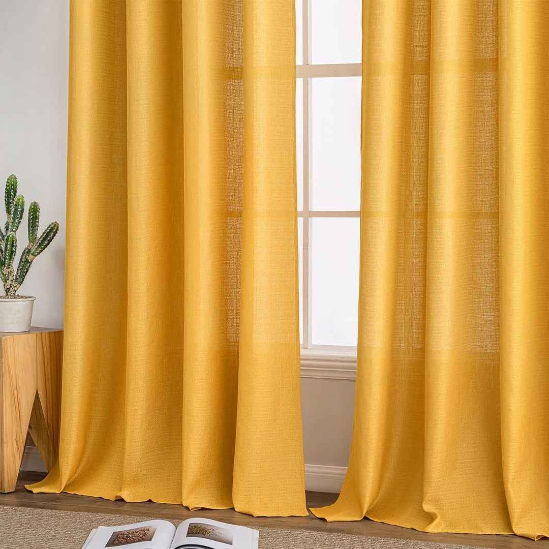 MIULEE 2er Set Voile Vorhang Sheer Leinenvorhang mit Ösen Transparente Unregelmässige Textur Gardine