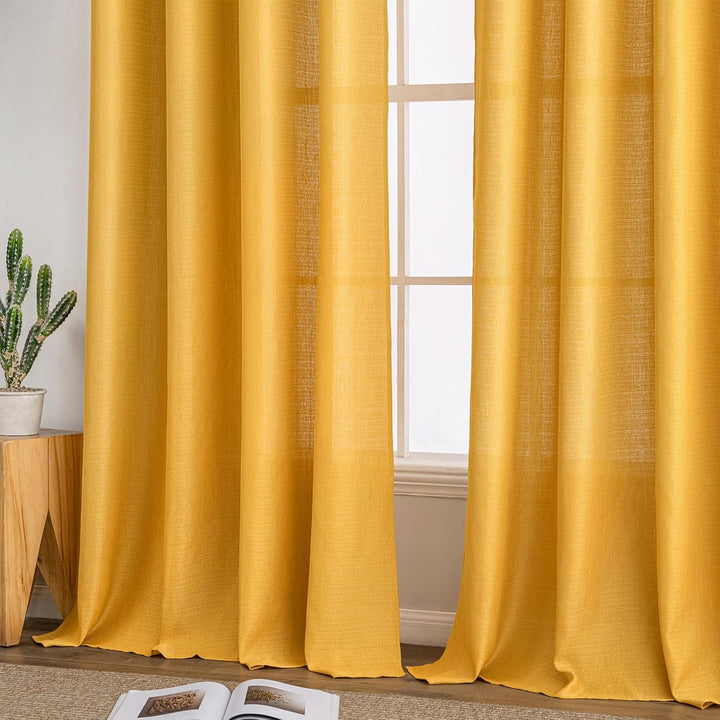 MIULEE 2er Set Voile Vorhang Sheer Leinenvorhang mit Ösen Transparente Unregelmässige Textur Gardine