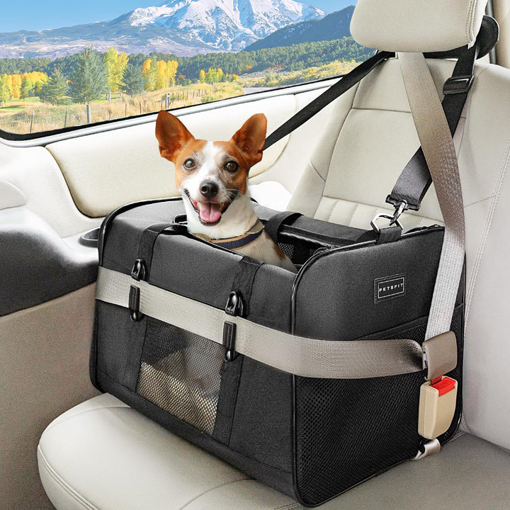 Petsfit Transporttasche Katze für Auto, Hundetasche mit Gurtschnalle Transportbox Katze mit weichen