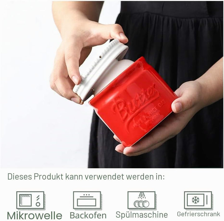 DOWAN Porzellan Butter Keeper Crock, Französische Butterdose mit Deckel, Porzellan-Buttertopf im Ein