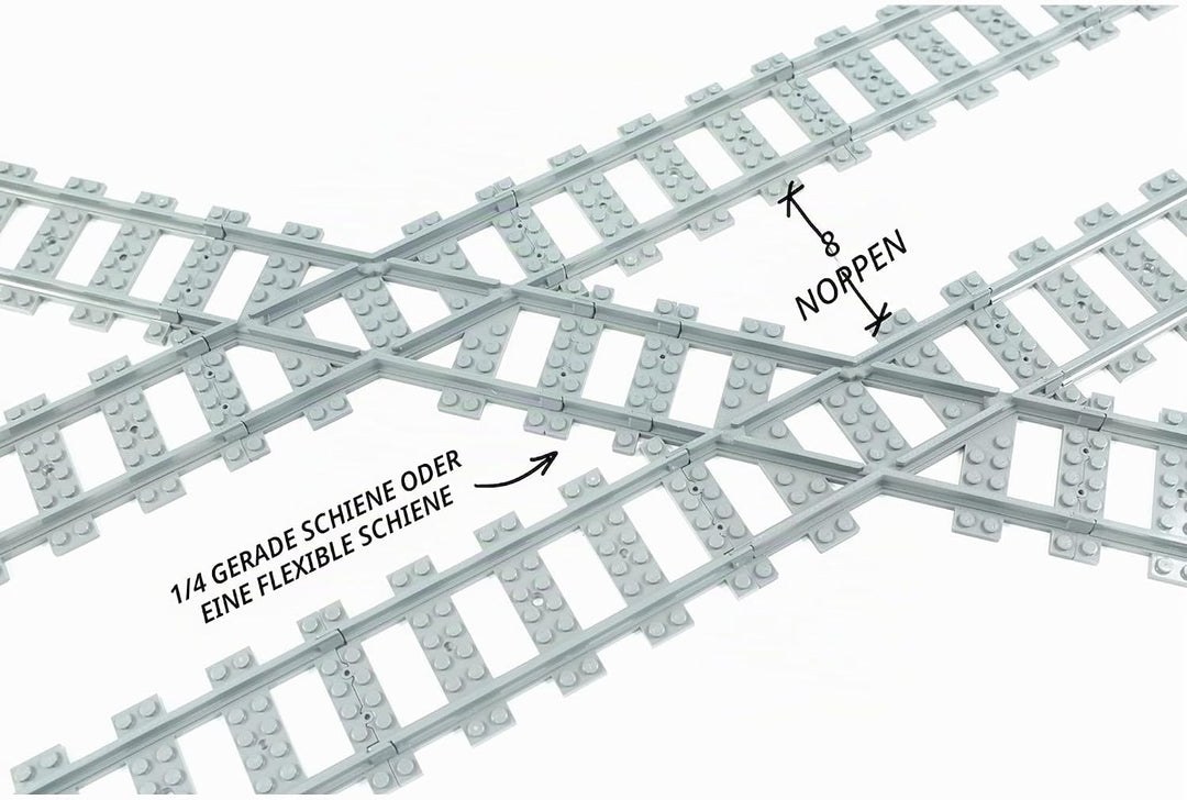 Trixbrix.eu Right 45 deg. Crossings Compatible with Lego City Train Sets 60197 60198 10277 60205 602