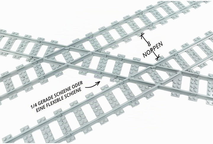Trixbrix.eu Right 45 deg. Crossings Compatible with Lego City Train Sets 60197 60198 10277 60205 602