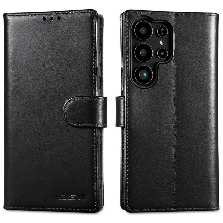 LENSUN Handyhülle für Samsung Galaxy S25 Ultra Echtleder, Hülle [Brieftasche][Standfunktion][RFID Sc