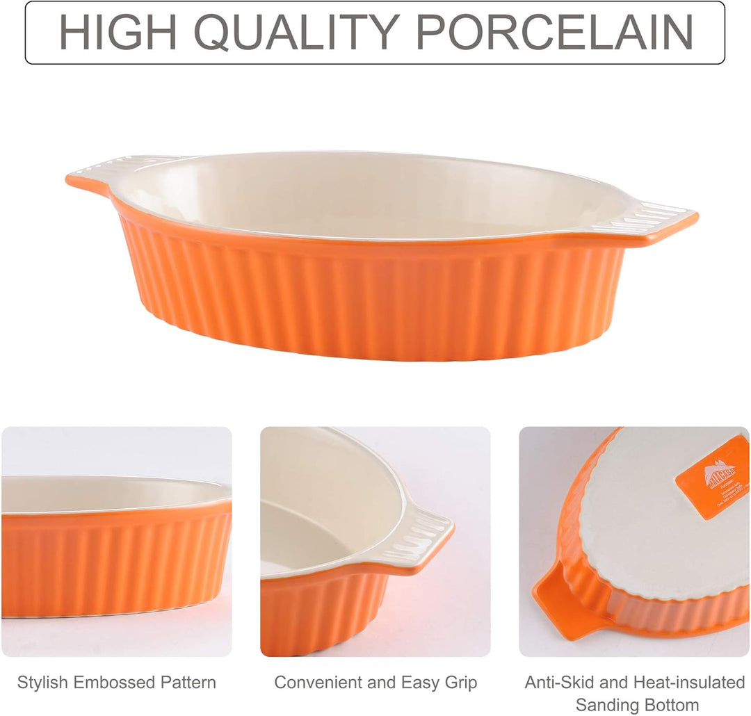 MALACASA, Serie Bake.Bake Set mit 2 Porzellanformen zum Backen, Ofenform für Brot, Lasagne, Kuchen,