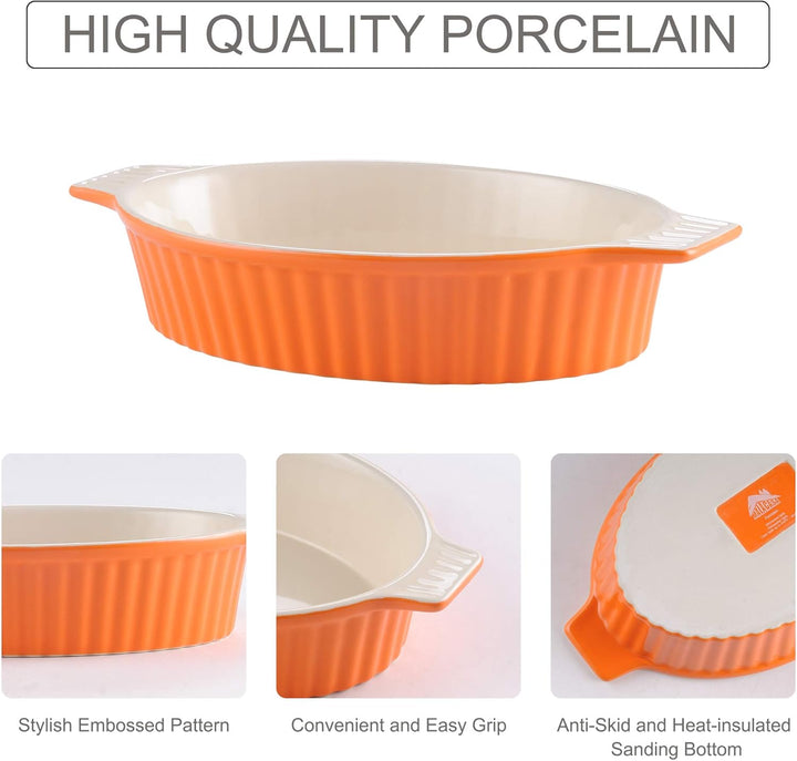 MALACASA, Serie Bake.Bake Set mit 2 Porzellanformen zum Backen, Ofenform für Brot, Lasagne, Kuchen,