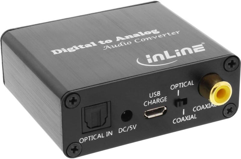 InLine 65002K Audio-Konverter Digital zu Analog, DA-Wandler, Toslink & Cinch Eingang zu Cinch Stereo