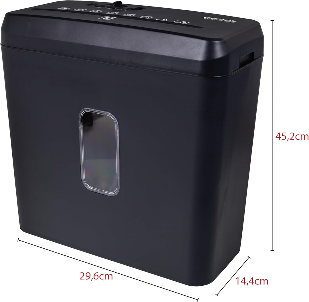 Office Products Aktenvernichter / 5-6 Blätter Querschnitt/Behälter 8 l/Schwarz/Papierschredder für k
