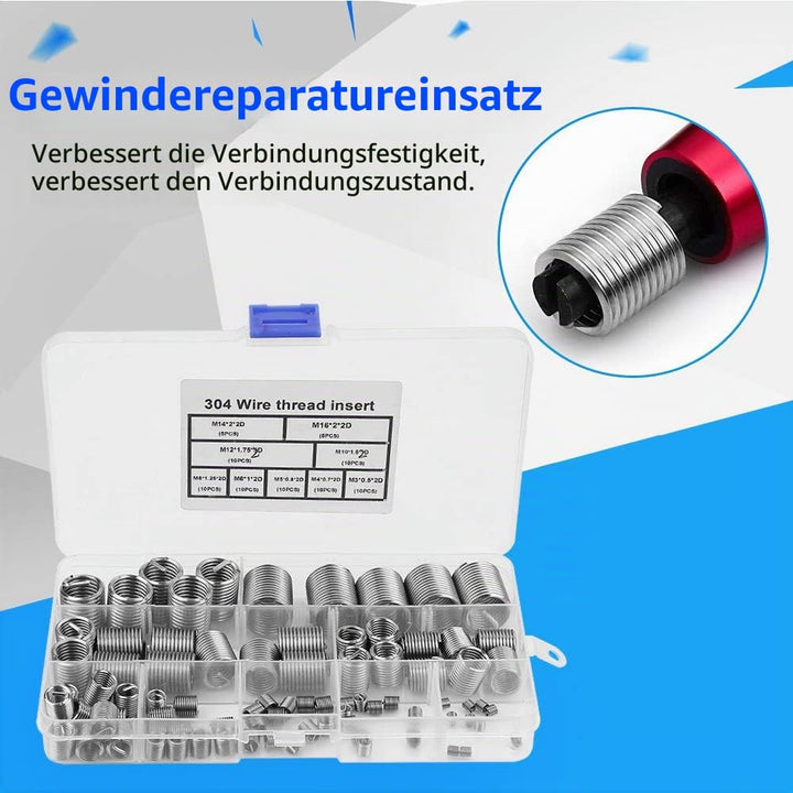M5 M6 M8 M10 M12 M14 M16 304 Gewindeeinsätze Edelstahl Reparatureinsatz mit Gewinde Sortiment Spiral
