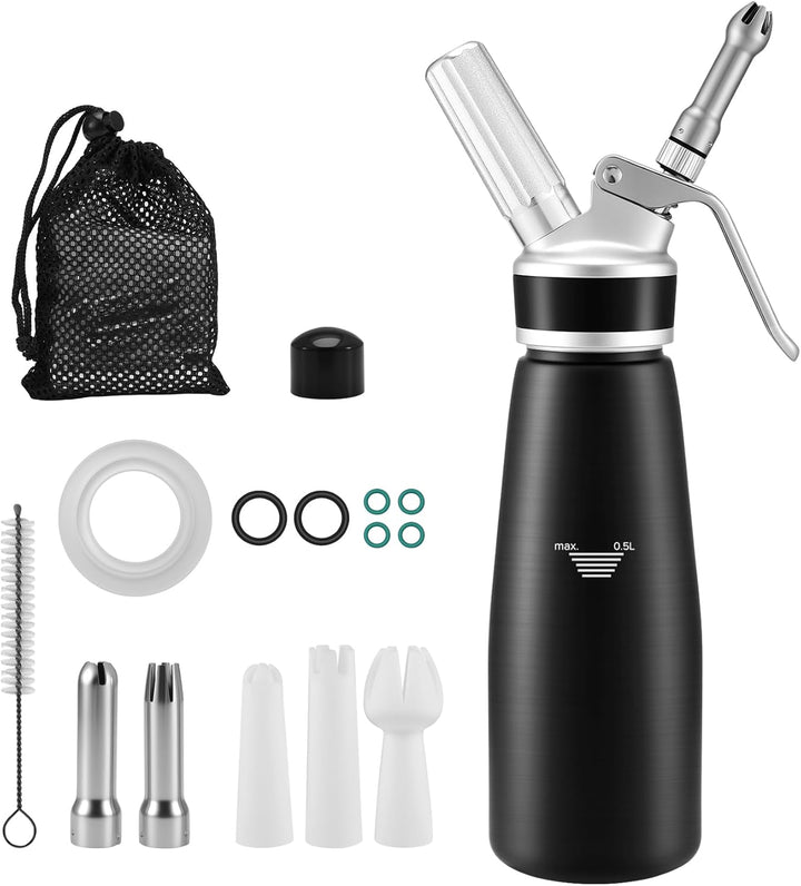 Nagoyuki Sahnespender 500ml,Sahnespender Geschenke, Schlagsahnebereiter mit Ersatzteile,Sahnesyphon