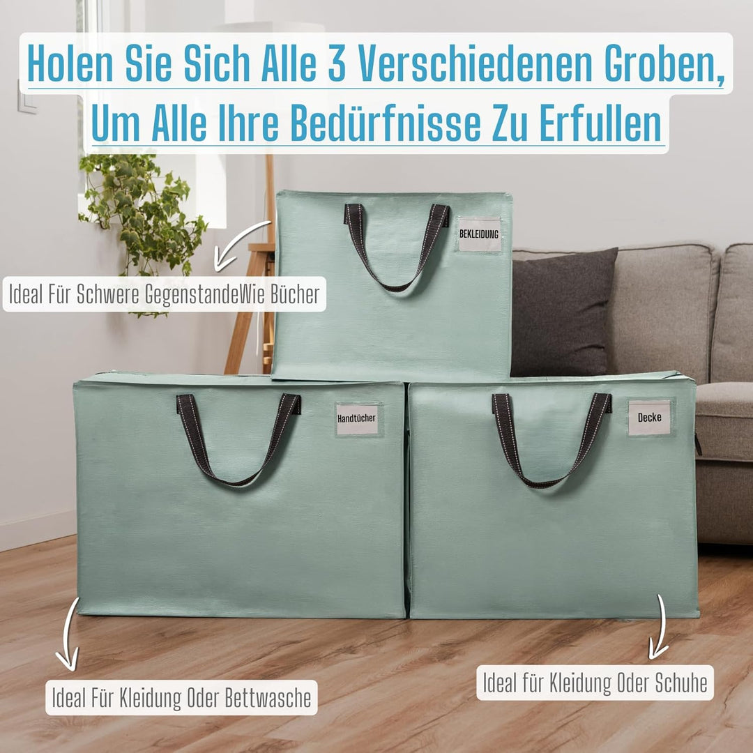 VENO 4 Stück Aufbewahrungstasche und geeignet für Umzug, Aufbewahrungsboxen, Kleideraufbewahrung, Un