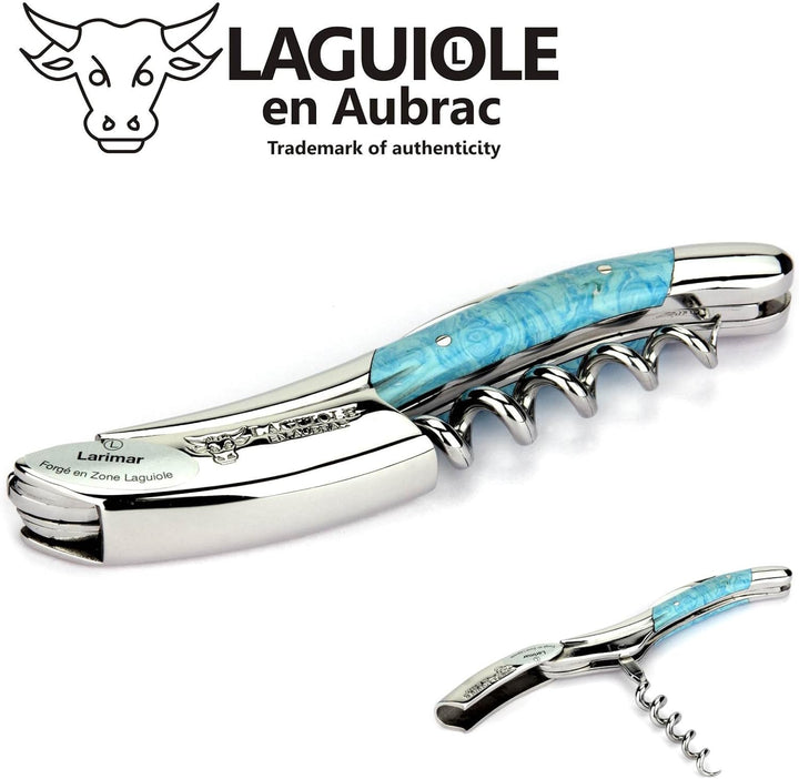 Laguiole en Aubrac Kellnermesser Larimar blau Edelstahl glänzend SOM99PWI Sommelierbesteck