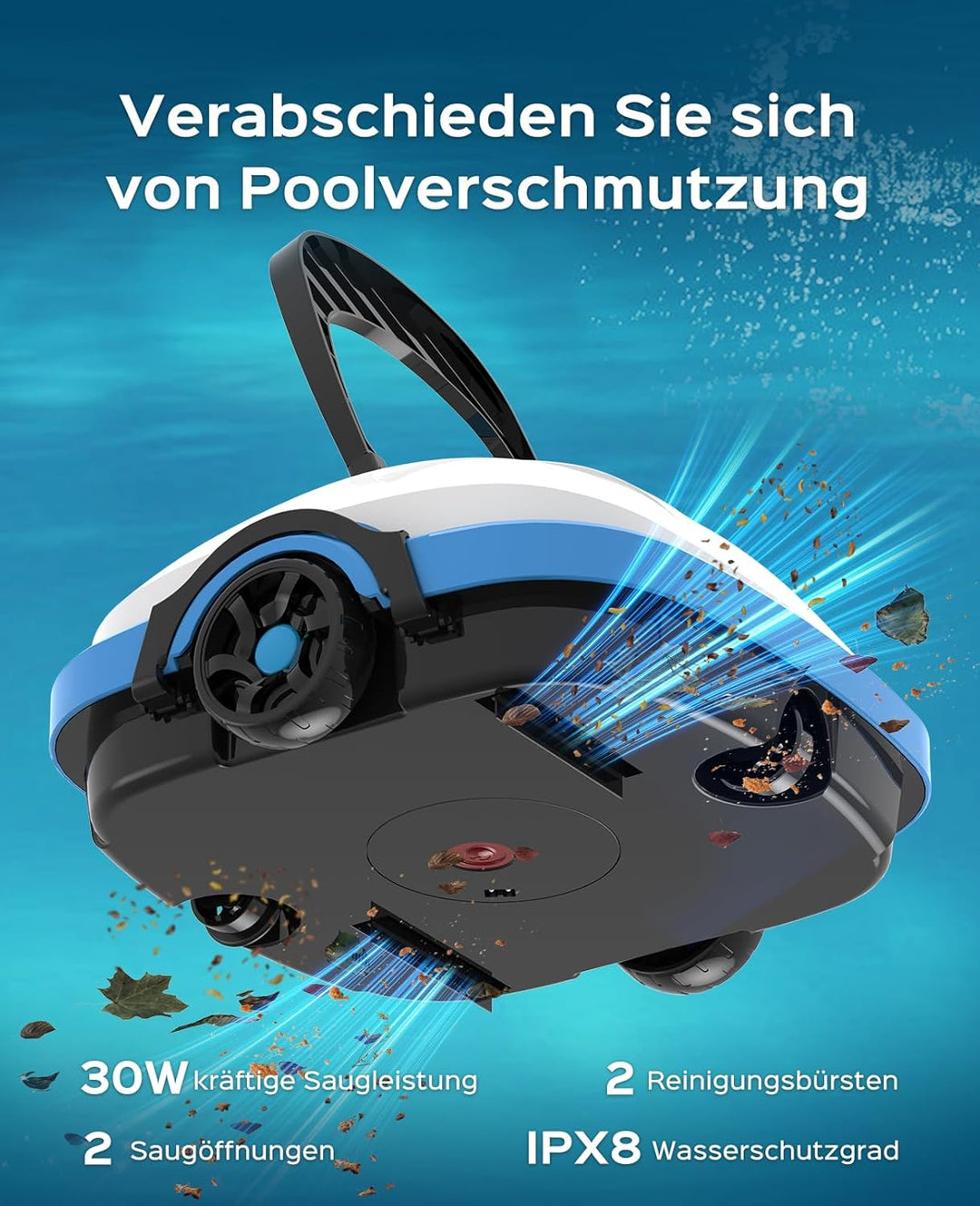 WYBOT Osprey 200 Poolroboter Kabellos mit Akku,Poolsauger,50 Min. Laufzeit,Automatisches Parken,Dopp