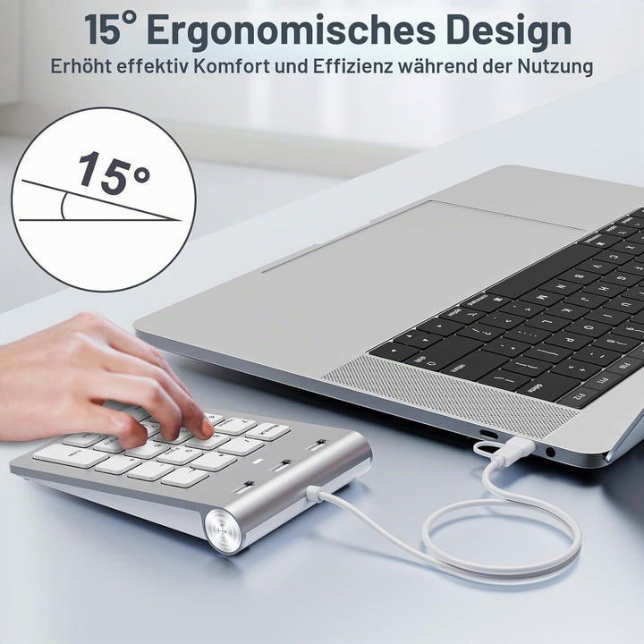 Ziffernblock mit USB A/USB C, Multifunktionstasten Nummernblock mit 3 zusätzlichen USB 2.0-Anschlüss