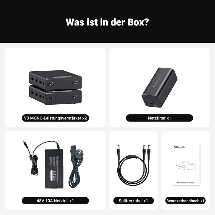 Fosi Audio V3 Mono Leistungsverstärker für Passive Lautsprecher, Mini Monoblock Class D Verstärker m