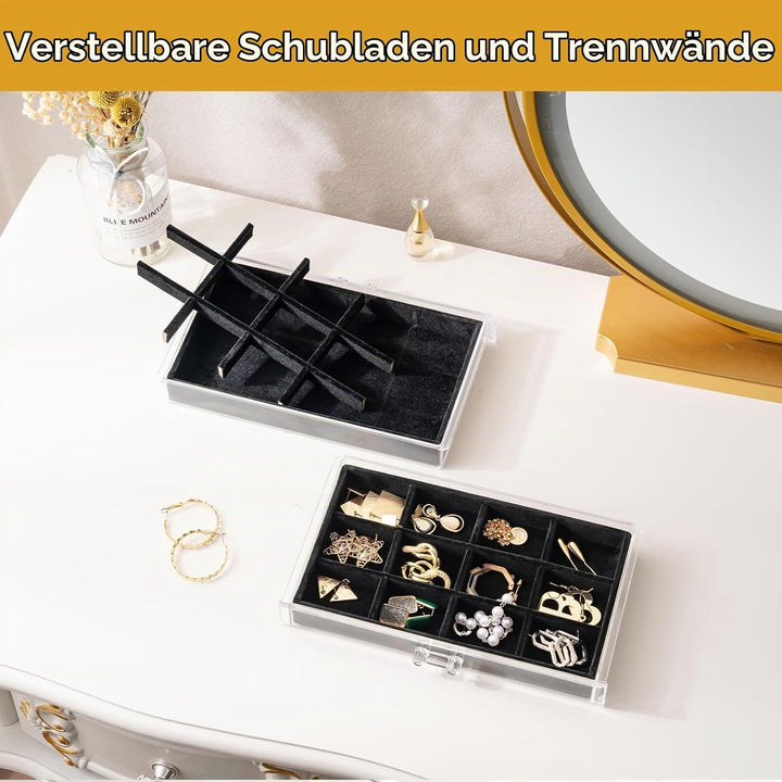 ProCase Acryl Schmuck Organizer Schmuckschatulle für Damen Durchsichtige Schmuckaufbewahrung Schmuck