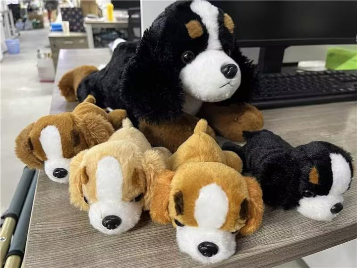Skylety 5 Stück Welpen Kuscheltiere Mama Hundebauch mit 4 Niedlichen Plüschtier Hunde Spielzeug Kiss