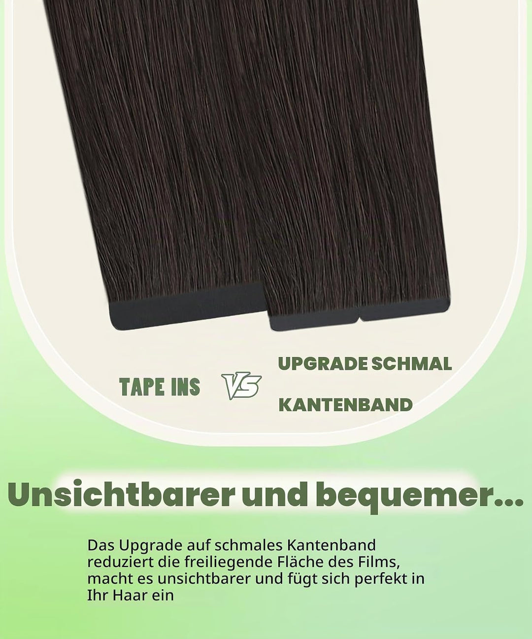 SURNEL Tape Extensions Echthaar, 20pcs 50g 50cm 20 Zoll Dunkel Braun Remy Invisible Tape Extensions