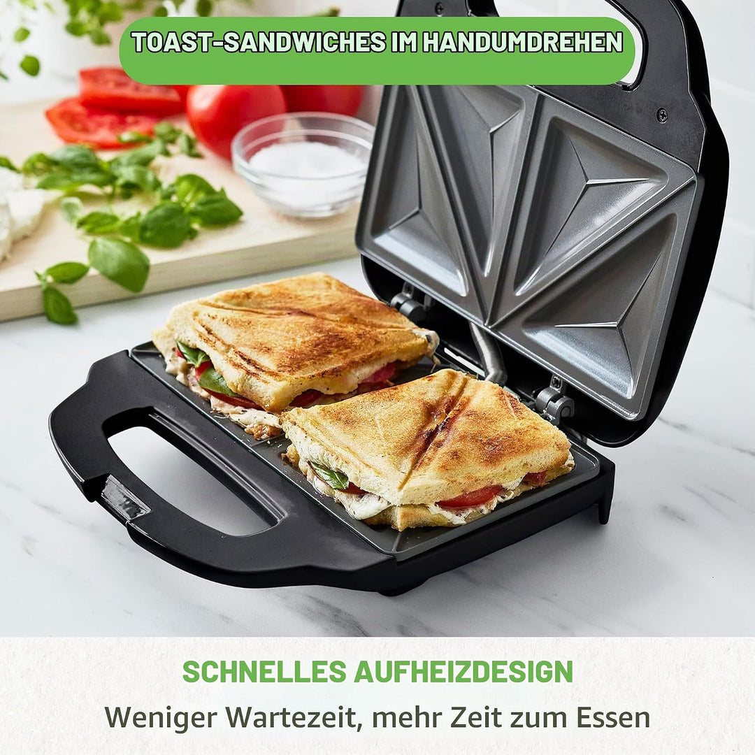 GreenChef Electric Sandwichmaker, PFAS-freie Gesunde Keramik-Antihaft, Panini, Sandwichtoasts, Grill