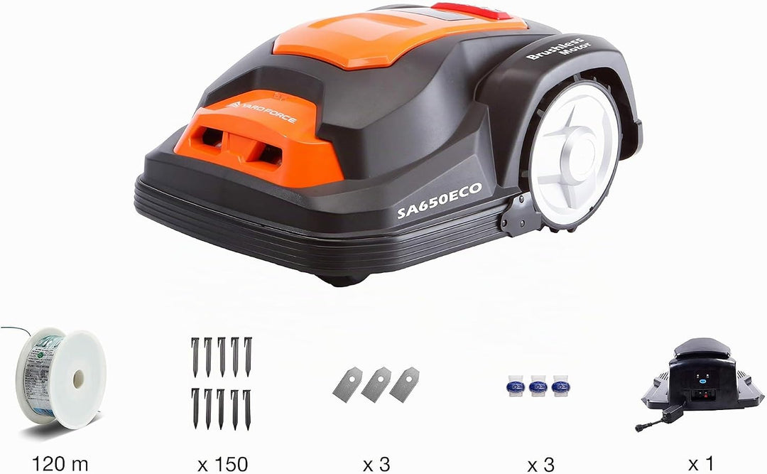 Yard Force Mähroboter SA650ECO, geeignet für Rasenflächen bis zu 650 qm, Kantenschneide-Funktion und